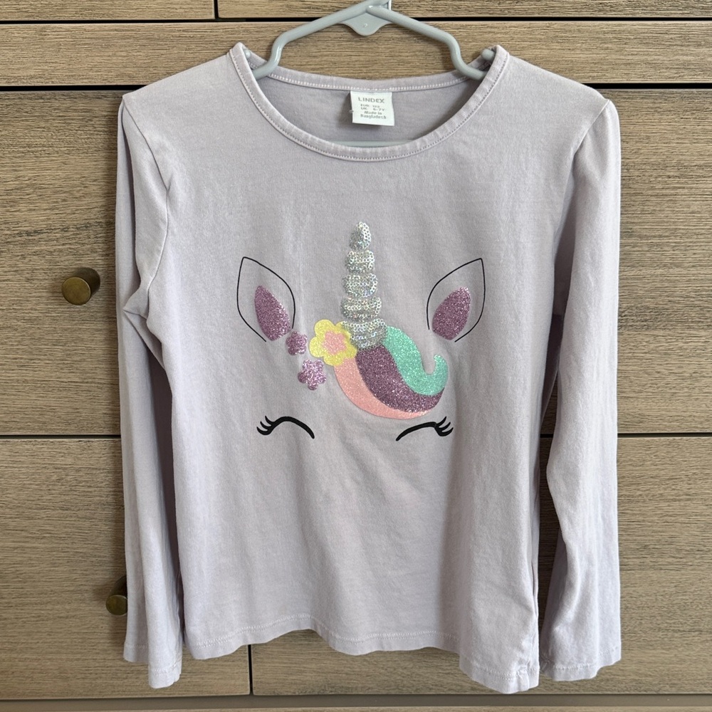 Lindex Kids Girls Long Sleeve Unicorn Tee